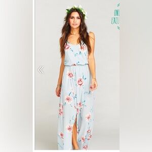 Show Me Your MuMu Floral Maxi Kendall Dress - Light Blue and Pink